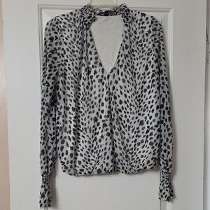 Express Black and White Patterned Blouse